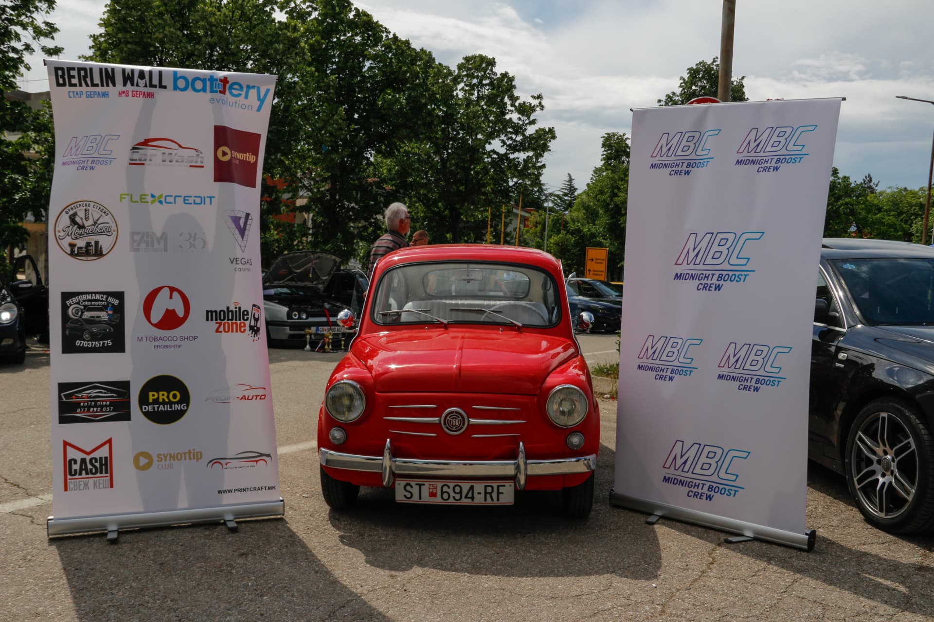 Classic red Fiat 750 at the MBC meet