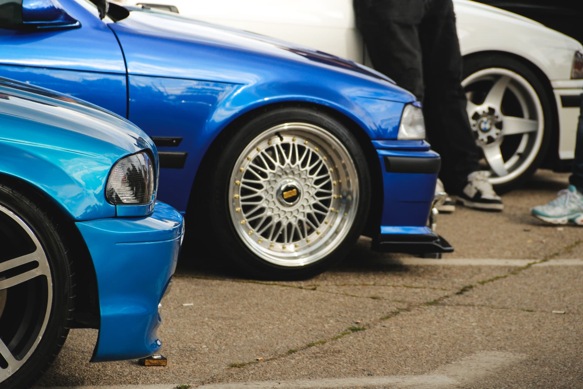 Blue BMW E36 with BBS wheels at the MBC meet