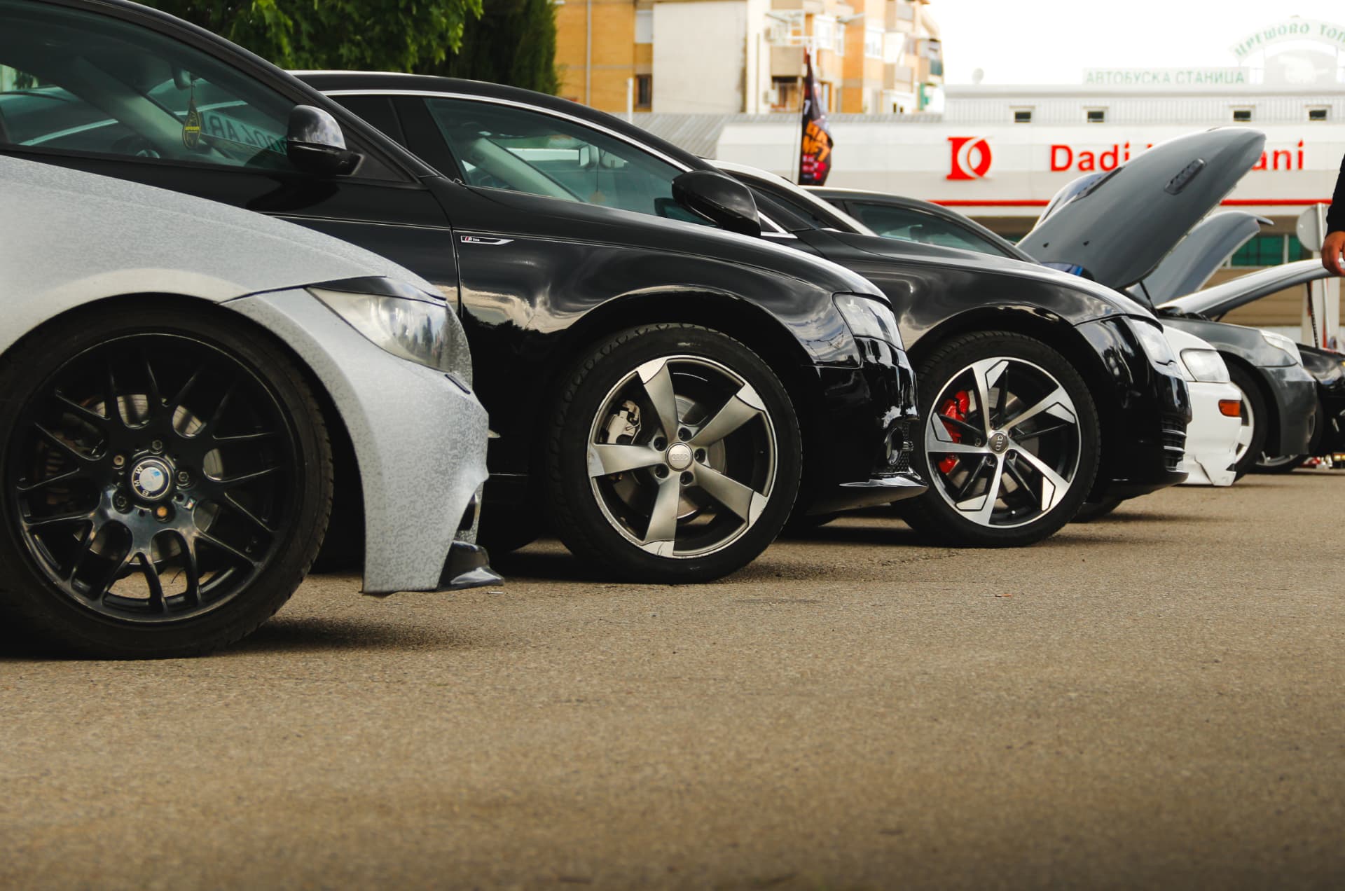 Row of tuned cars at the MBC meet