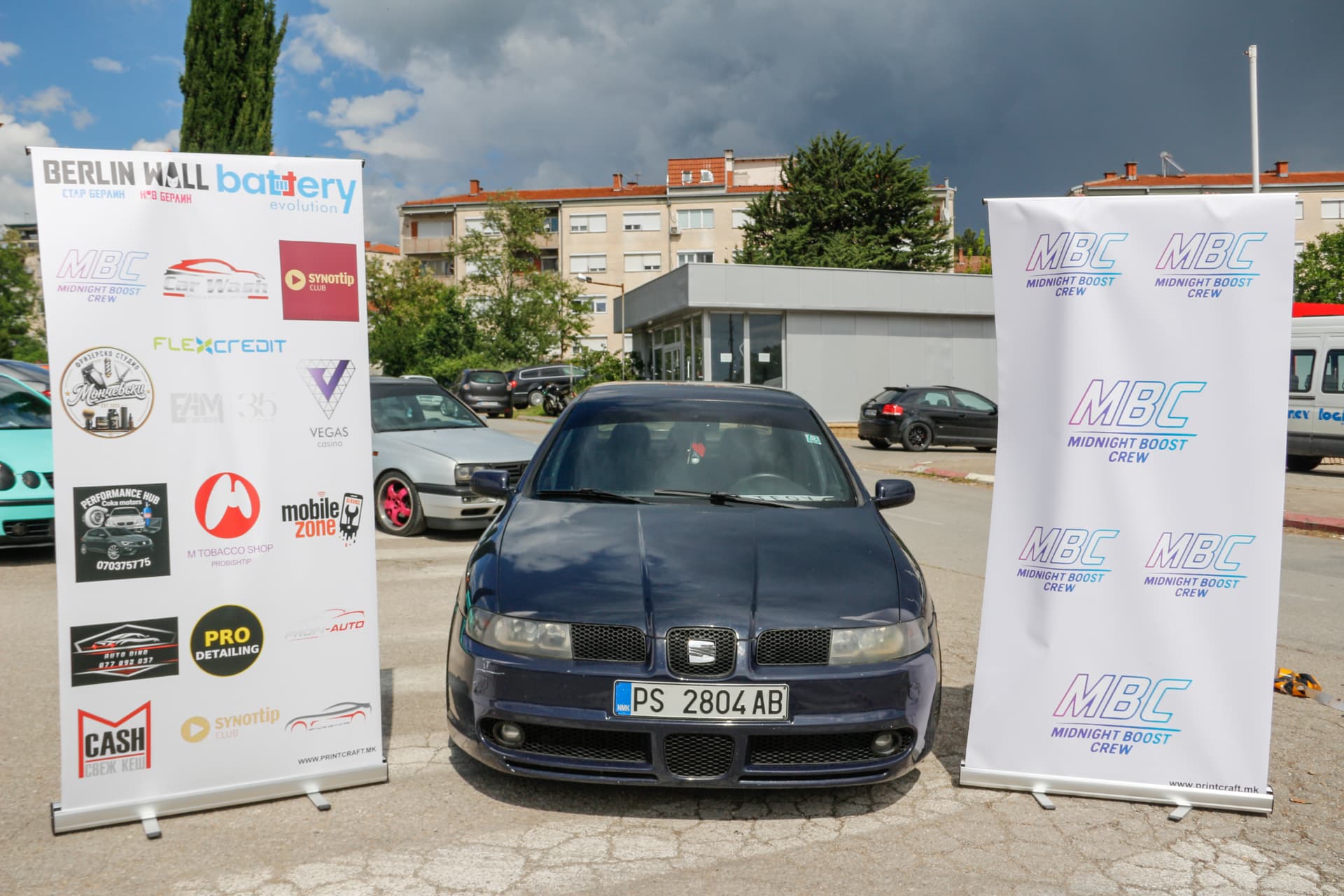 Blue Seat Leon between MBC banners